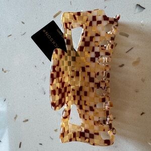 Checkered Hair Claw Clip - Brown and Cream